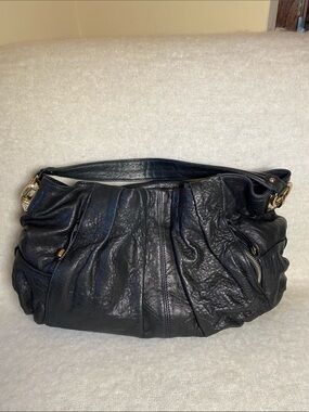 Junior Drake Black Leather Hobo Bag